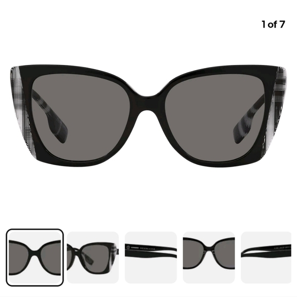 Burberry NWTs Meryl Shiny Black, White Sunglasses main image 13